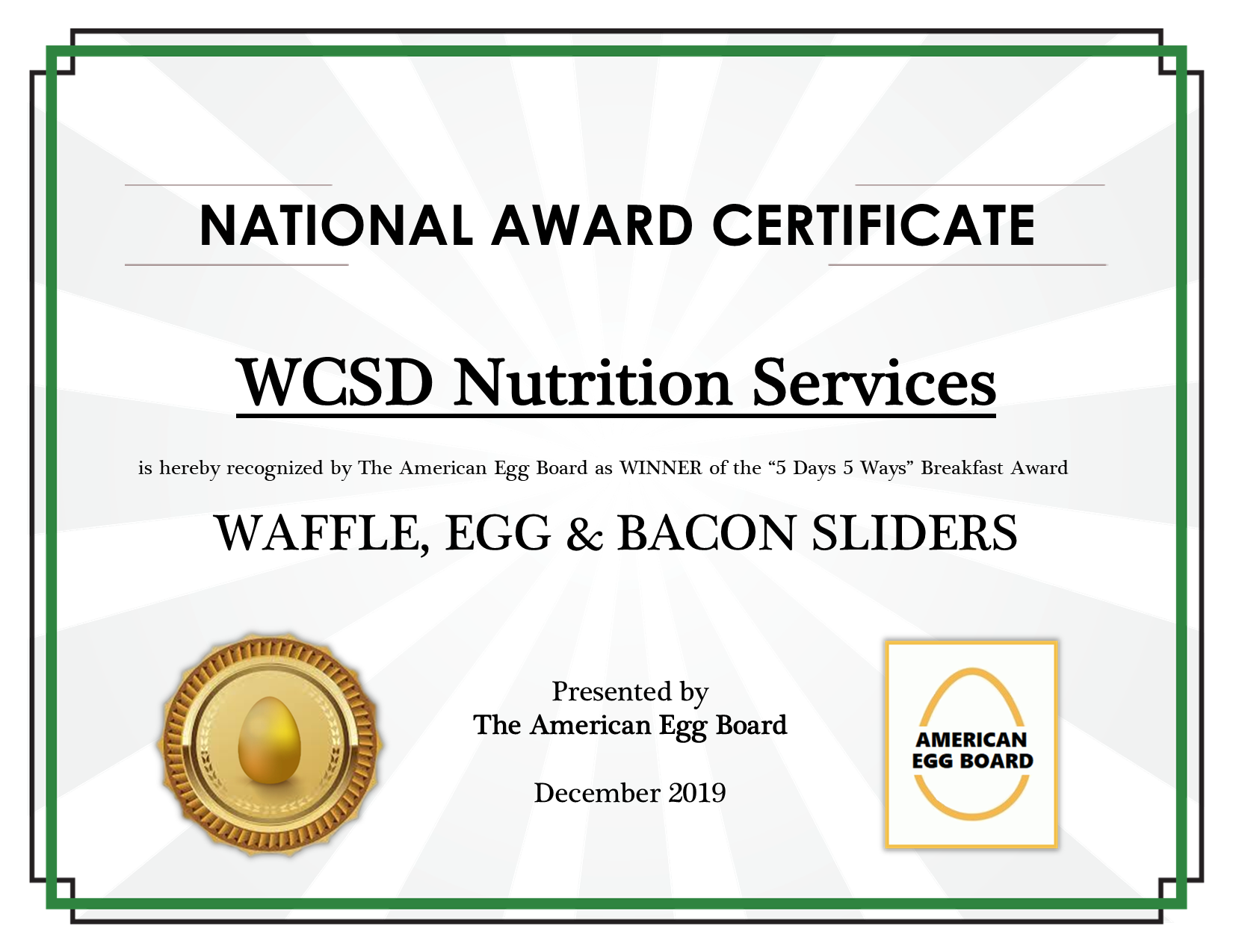 American Egg Board Award 2019
